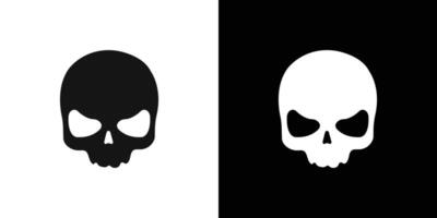Evil skull icon Flat set outline vector