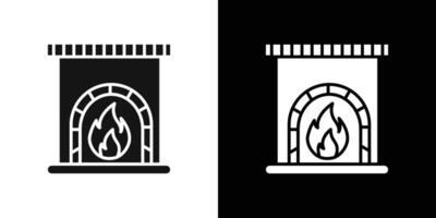 Fireplace icon Flat set outline vector