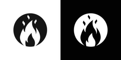 Flame fire icon flat line symbol set. vector