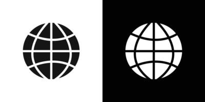 globe icon Flat set outline vector