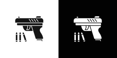 Gun with ammunition icon flat line symbol set. vector