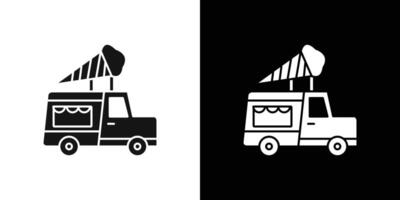Ice cream van icon Flat set outline vector
