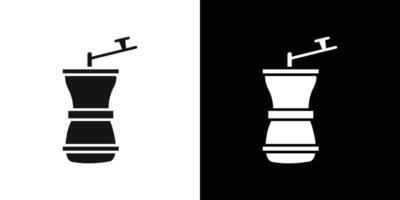 Manual coffee grinder icon Flat set outline vector