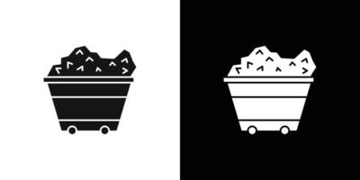 Mining Cart icon Flat set outline vector