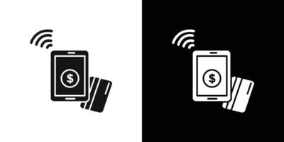 NFC wireless payment icon flat line symbol set. vector
