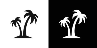 Palm tree icon Flat set outline vector