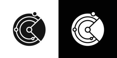 radar detection icon Flat set outline vector