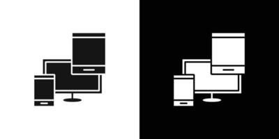 Responsive Design icon Flat set outline vector