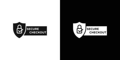 secure checkout icon Flat set outline vector
