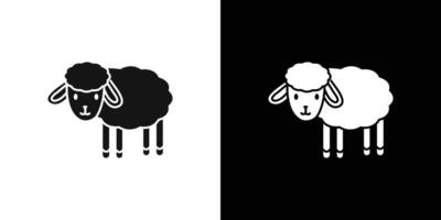 sheep icon Flat set outline vector