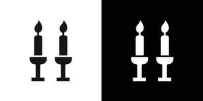 Shabbat candles icon Flat set outline vector