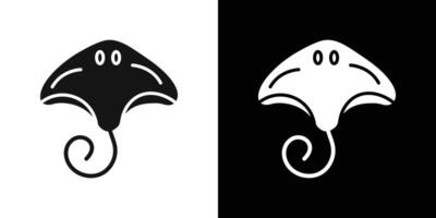 Stingray icon Flat set outline vector