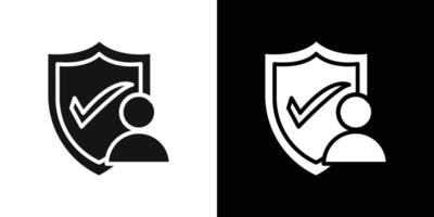 User protection shield icon Flat set outline vector