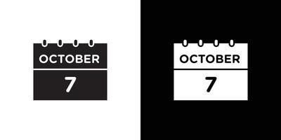 7 october date icon Black line art logo set vector