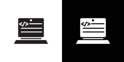 coding program icon Black line art logo set vector