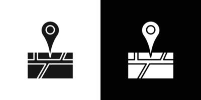 Pin on a map icon Black line art logo set vector
