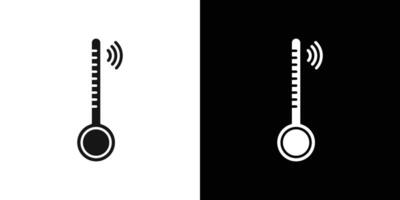 smart temperature icon Black line art logo set vector