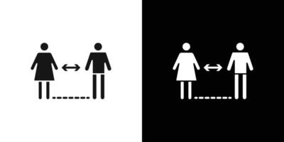 Social distancing icon Black line art logo set vector
