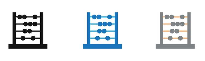 Abacus icon outline collection or set in black and white vector