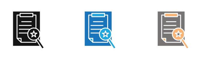 assessment icon outline collection or set in black and white vector