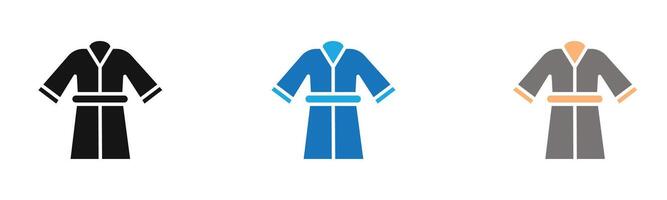 bathrobe icon outline collection or set in black and white vector