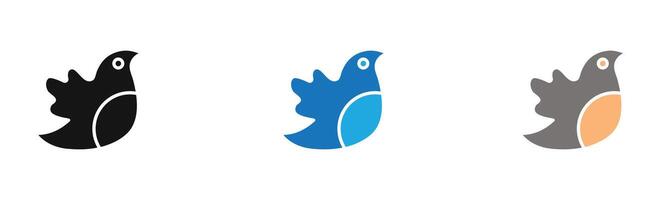 bird icon outline collection or set in black and white vector