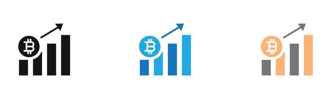 Bitcoin Evolution icon outline collection or set in black and white vector