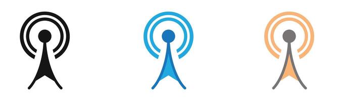 Broadcast Icon outline collection or set in black and white vector