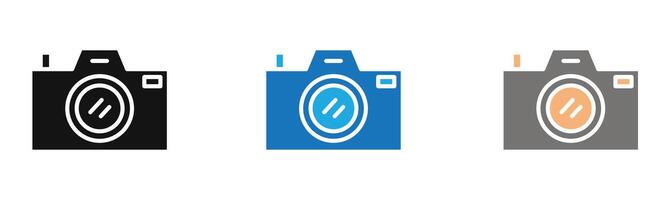 Camera icon outline collection or set in black and white vector