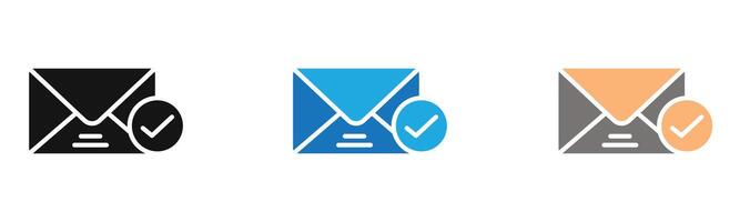 check message icon outline collection or set in black and white vector
