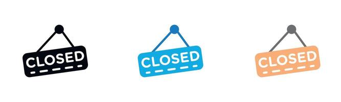 Closed Sign Icon outline collection or set in black and white vector