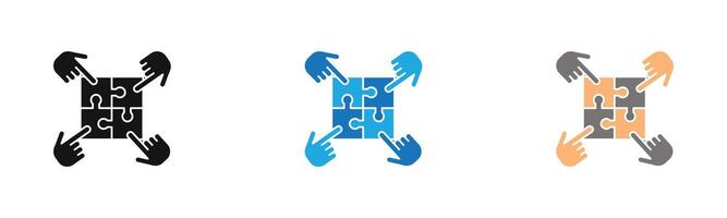 collaboration icon outline collection or set in black and white vector