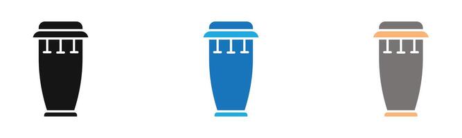 Conga drum icon outline collection or set in black and white vector
