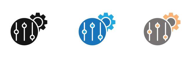 control panel icon outline collection or set in black and white vector