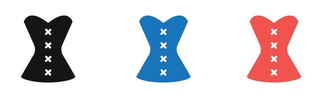 Corset icon outline collection or set in black and white vector