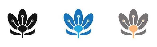 Crocus Icon outline collection or set in black and white vector