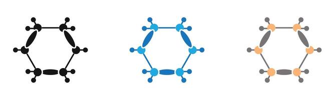 Cyclobutane molecular formula icon outline collection or set in black and white vector