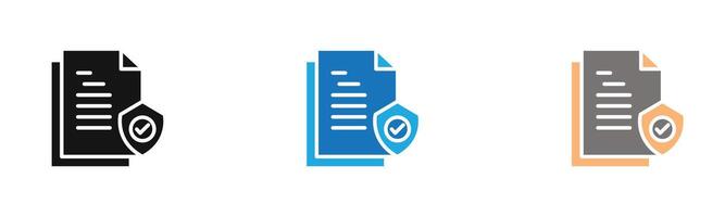 data protection icon outline collection or set in black and white vector