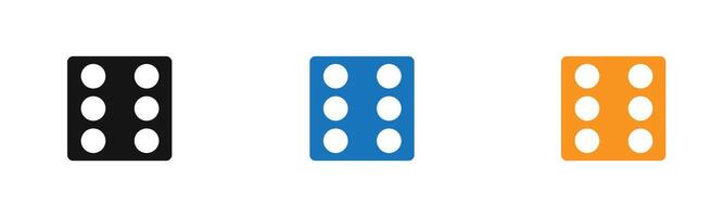 Dice Six Icon outline collection or set in black and white vector