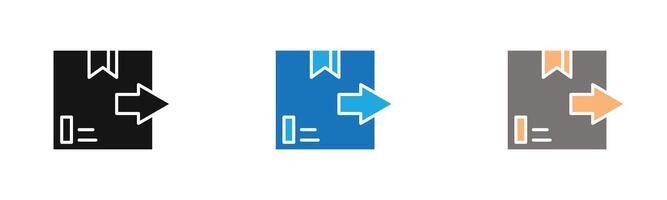 distribution icon outline collection or set in black and white vector