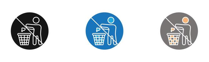 Do not litter icon outline collection or set in black and white vector