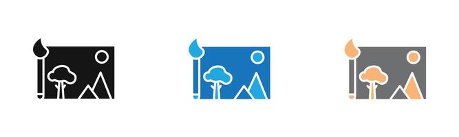 Edit Image Icon outline collection or set in black and white vector