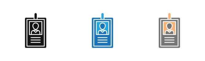 Employee id card icon outline collection or set in black and white vector