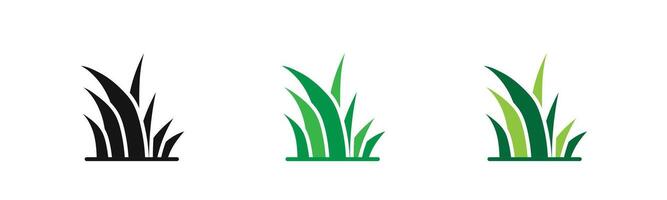 Grass icon outline collection or set in black and white vector