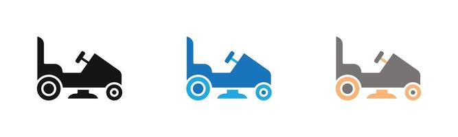 Lawn mower icon outline collection or set in black and white vector