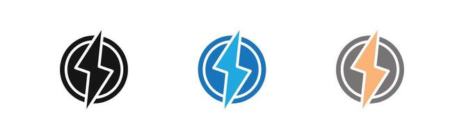 Lightning power charge icon outline collection or set in black and white vector