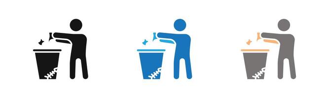 Leftovers Disposal icon outline collection or set in black and white vector