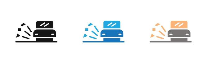 Loose chippings roadworks sign icon outline collection or set in black and white vector