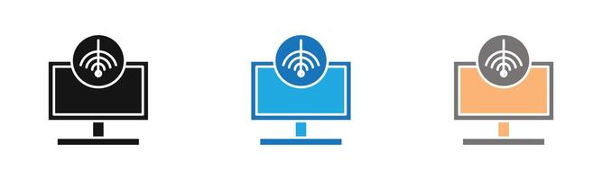 network speed test icon outline collection or set in black and white vector