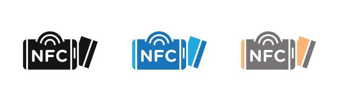 NFC wireless payment icon outline collection or set in black and white vector
